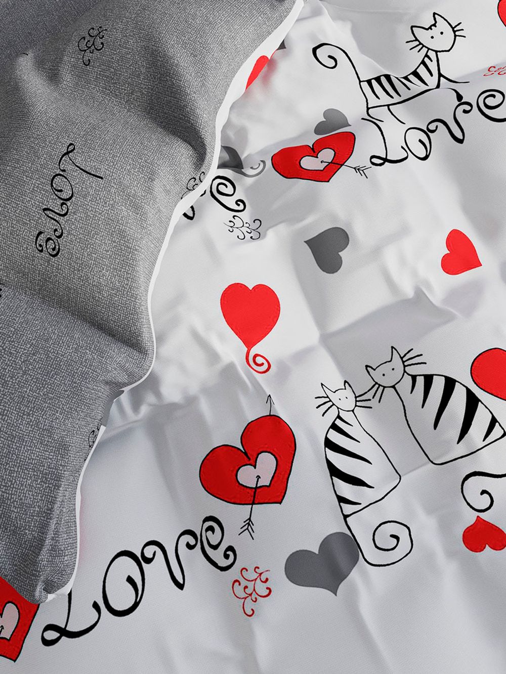 Пододеяльник поплин Котики Котики "Lovecats/Lovecats (компаньон)" 2-спальный на молнии 175x215 см