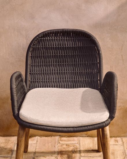 Уличный стул Alipa из массива акации и темно-серой веревки