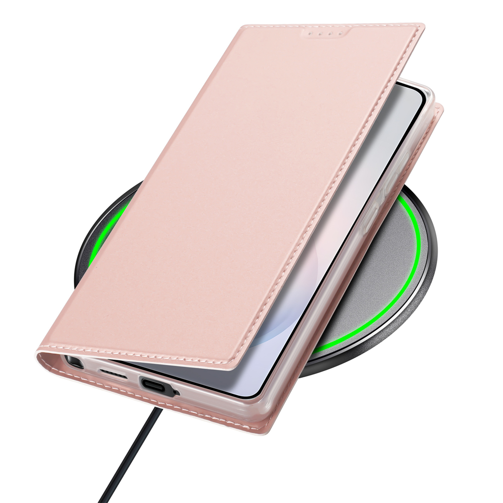 Чехол книжка розового цвета для смартфона Samsung Galaxy S26 Ultra, серия Skin Pro Series от Dux Ducis