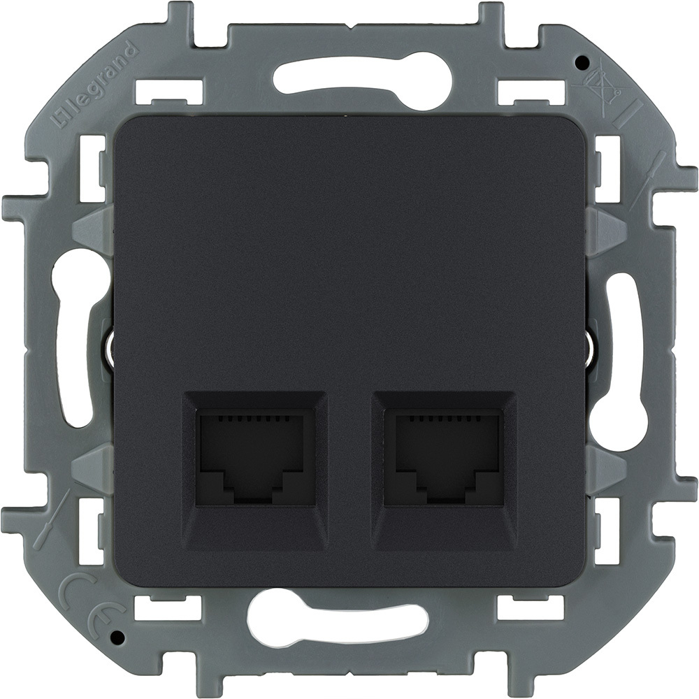 Розетка компьютерная двойная RJ45 категория 6 UTP антрацит Inspiria Legrand