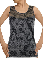 Женская майка на широких бретелях с цветочным принтом (Размер: XL) (Цвет: сиреневый)