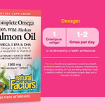 Natural Factors, Complete Omega, 100% жир дикого аляскинского лосося, 1300 мг, 180 капсул Enteripure