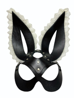 Маска зайки с бежевым кружевом на ушках (Цвет: черный)