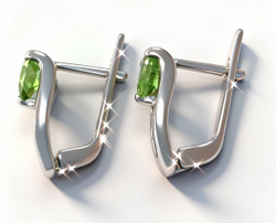 Ювелирные серьги из серебра 925 пробы,вставка хризолит