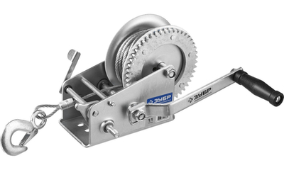 ЗУБР 1.1 т, 8 м, ручная барабанная тяговая тросовая лебедка, Профессионал (43113-1.1)