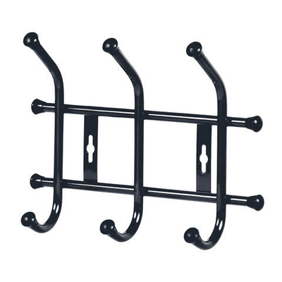 Вешалка настенная металлическая для одежды в прихожую 3 - рожковая ЧЕРНЫЙ 280*85*215 мм