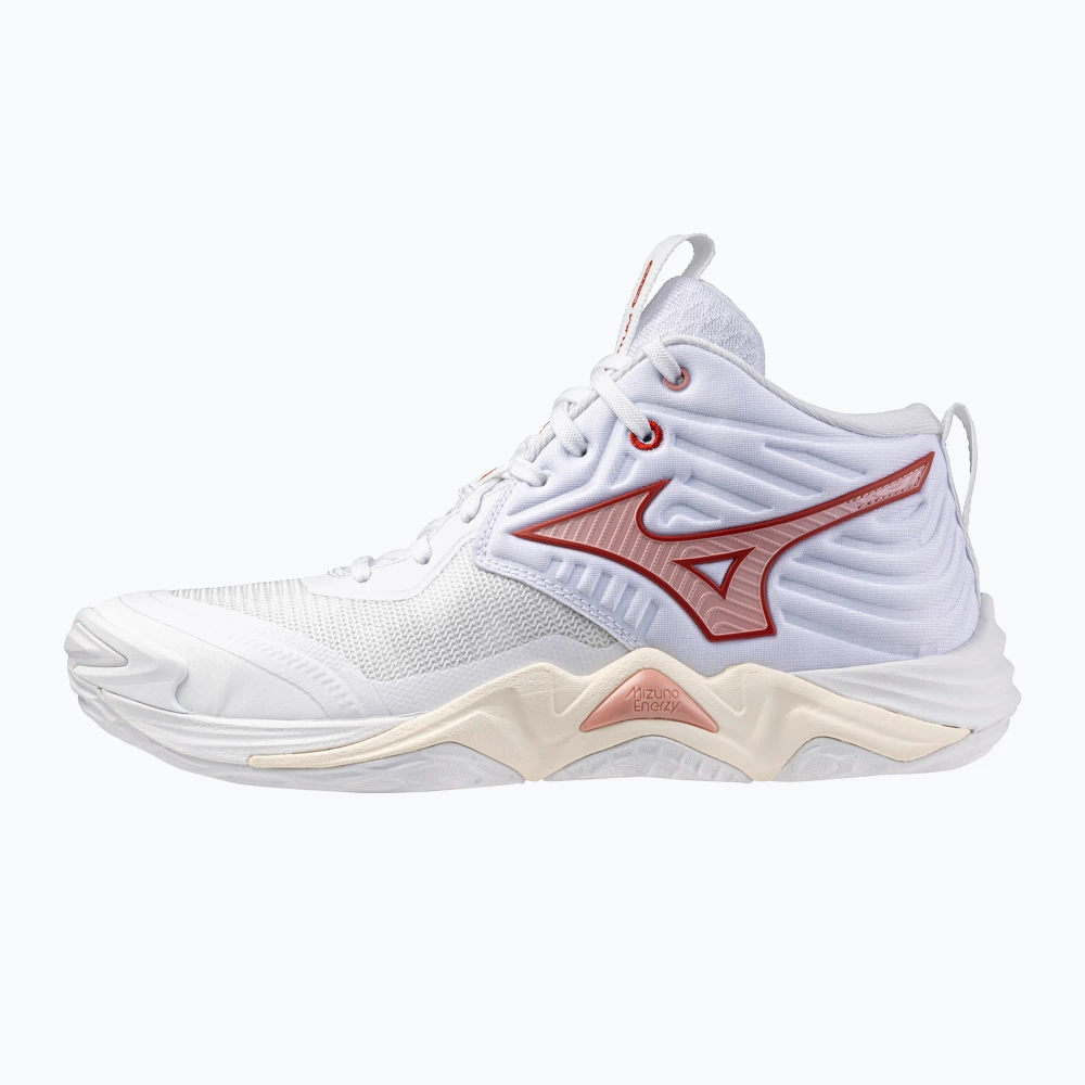 Женские Кроссовки волейбольные Mizuno Wave Momentum Elite Mid white/rose elegance/lava falls