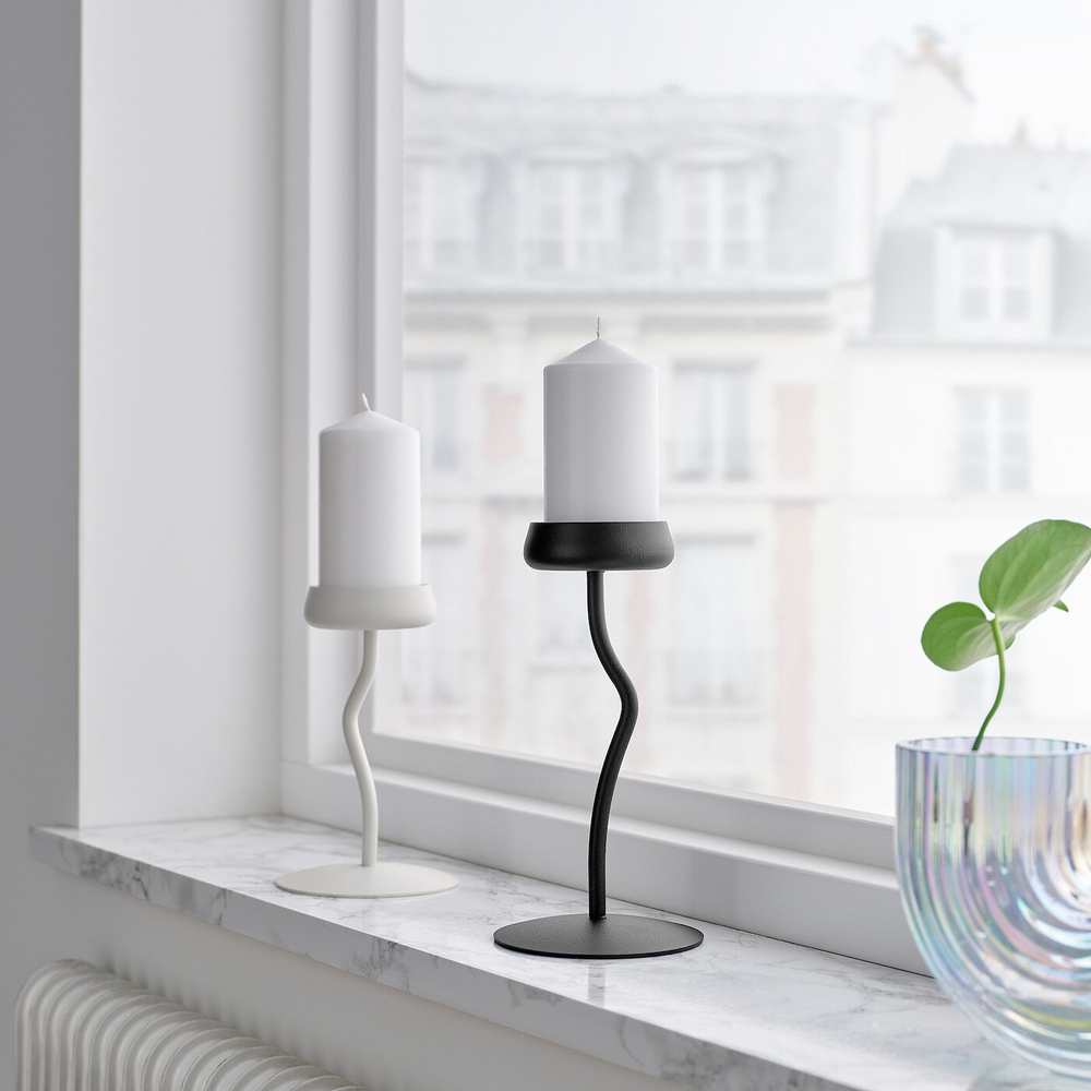 IKEA SILVERPÄRON  (ИКЕА СИЛВЕРПÄРОН)  -  Подсвечник в виде колонны, черный, 24 см