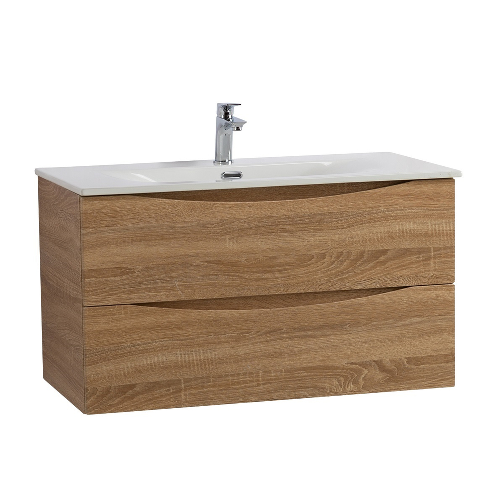 Тумба с раковиной подвесная BelBagno MARINO-CER-N-900-2C-SO-WO-P Rovere Bianco, раковина белая BB-8099-90