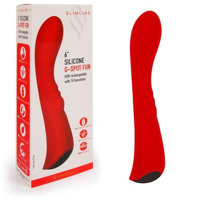 Красный вибромассажер 6 Silicone G-Spot Fun - 19,1 см. (Цвет: красный)