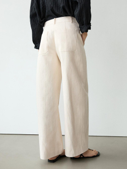 Massimo Dutti Брюки бочкообразного кроя из льна и хлопка, экрю