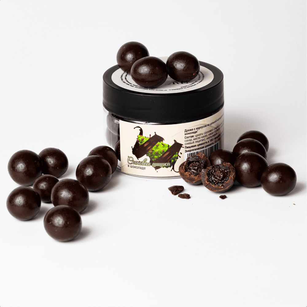 Драже с шишкой в горьком шоколаде