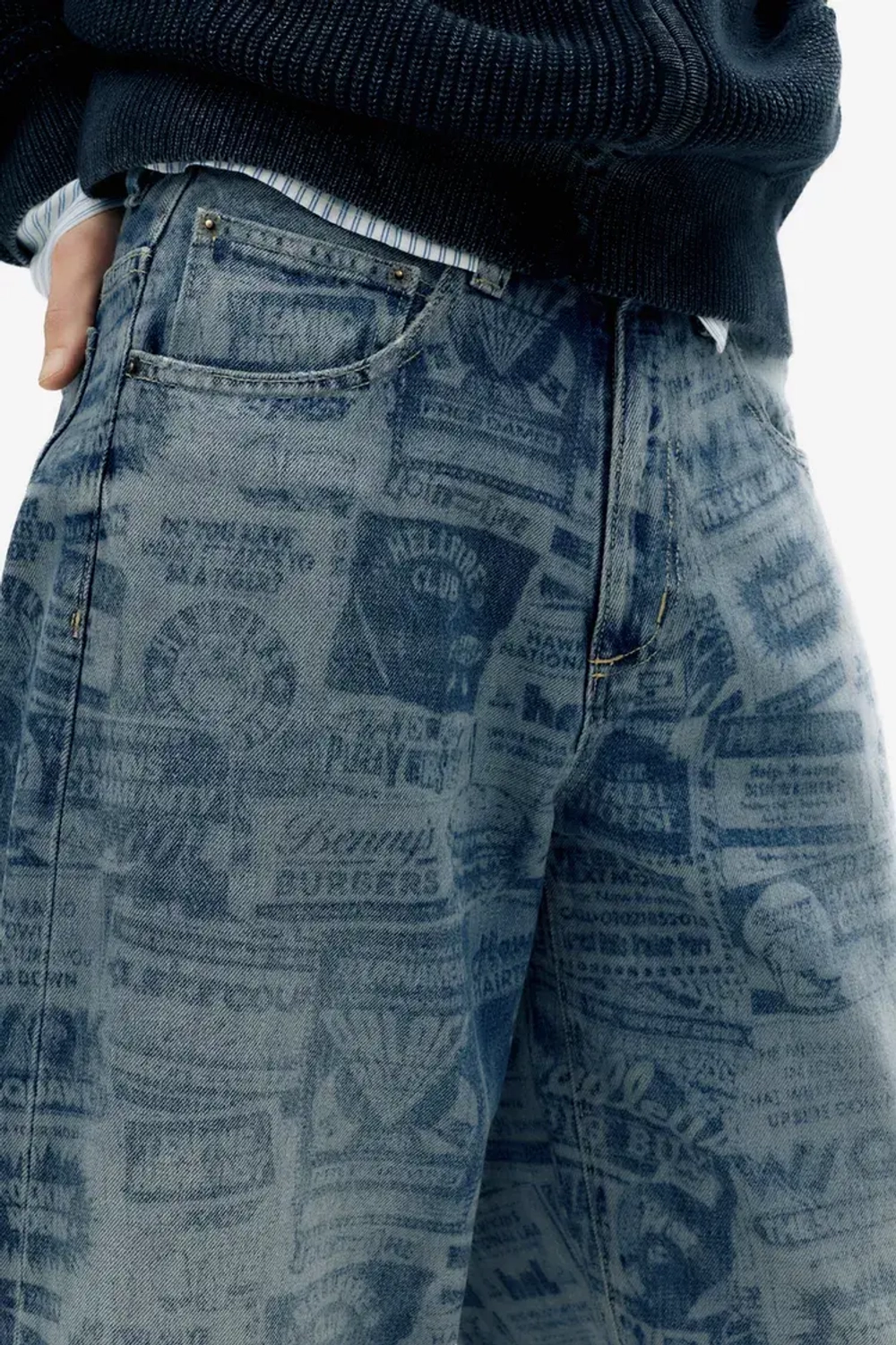 PULL&BEAR Джинсы широкого кроя "Stranger Things", синий