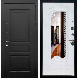 Входная металлическая дверь с зеркалом (RеX) РЕКС 6 Лондон Венге / ФЗЛ 147 Белый ясень