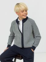 Кардиган для мальчика на молнии AT725 синий-молочный