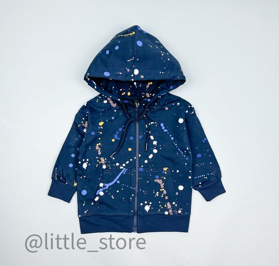 Толстовка на молнии из футера "Космические брызги" индиго