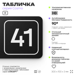 Табличка с номером помещения "Помещение №41", номер на дверь, 30 х 10 см, серия COSMO, черная, Айдентика Технолоджи