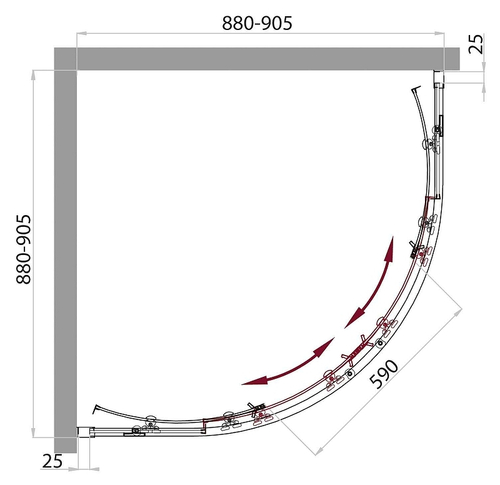 Душевой уголок BelBagno Sela R-2 90x90 профиль Хром стекло прозрачное