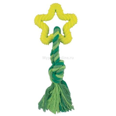 Игрушка для собак из цельнолитой резины "Звездочка с веревкой", d75/150мм, Triol