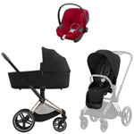 Коляска Cybex Priam IV Rosegold complete Aton B2 Dynamic Red Base One 4 в 1 Sepia Black