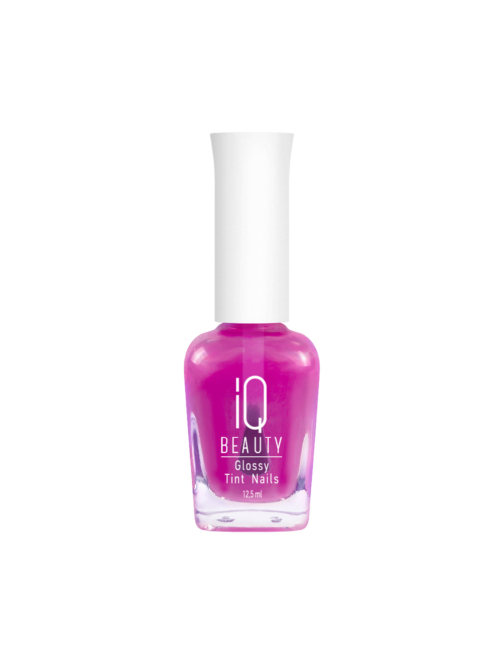 IQ Beauty Лак-тинт с AHA-кислотами для естественного сияния и укрепления Glossy Tint Nails, 12,5 мл Прозрачный маджента