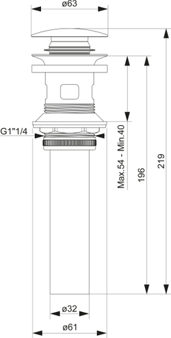 Донный клапан для раковины EWRIKA HFEW06120 с переливом, глянцевый белый