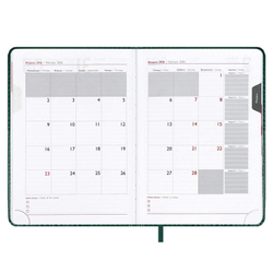 Ежедневник датированный 2026 ESCALADA, А5, 176 л., арт. 70223/ 15 САРИФ ТЁМНО-ЗЕЛЁНЫЙ (кожзам: 146x211 мм, твёрдый переплёт с поролоном, материал обложки: искусственная кожа "Сариф"; декор: блинтовое тиснение; способ крепления блока: ниткошвейный; вн