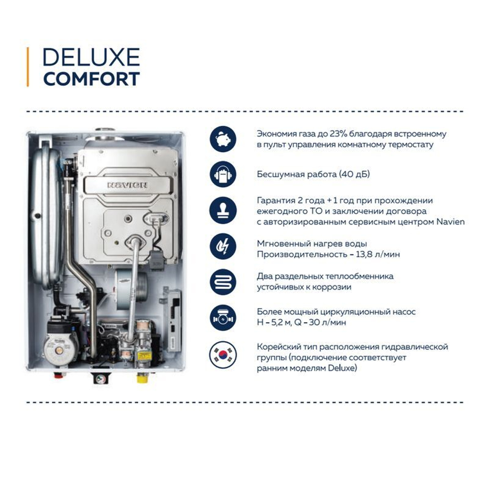 Котел газовый Navien Deluxe С 35кВт двухконтурный настенный