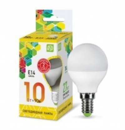 Лампа светодиодная LED-ШАР 10Вт 230В Е14 3000К 900Лм ASD РАСПРОДАЖА