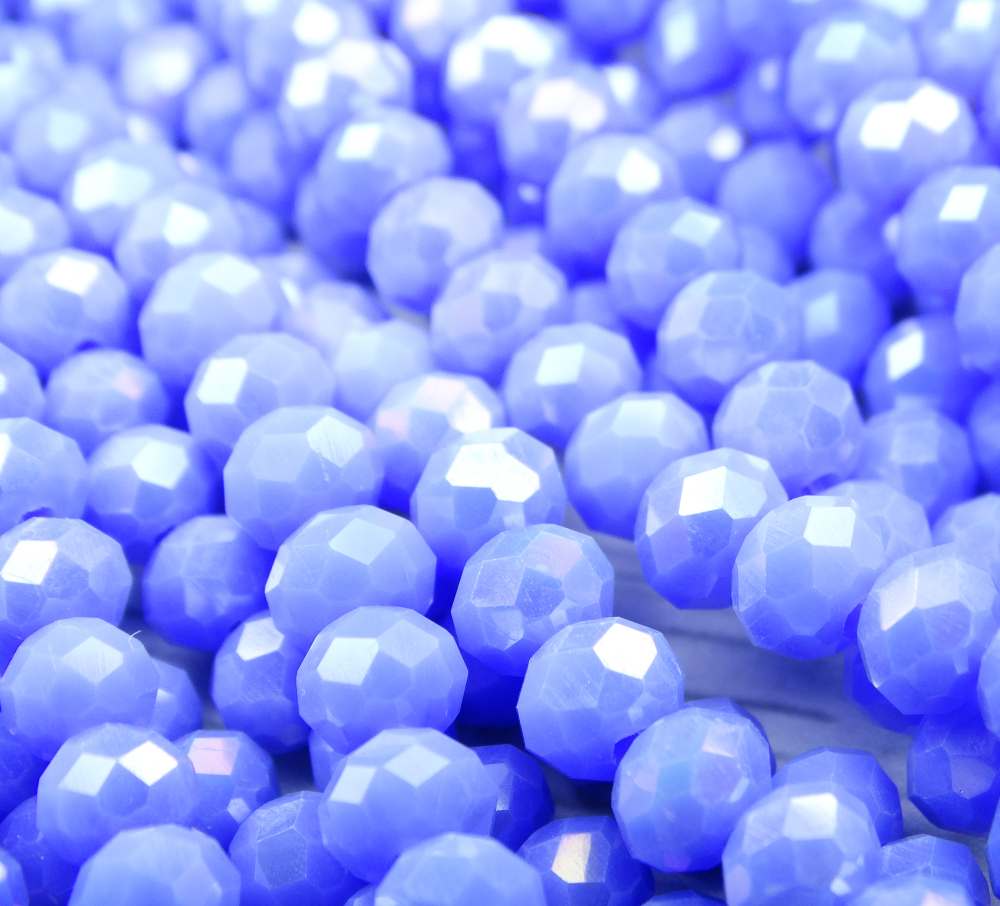 БН017ДС46 Хрустальные бусины "рондель", цвет: сиренево-голубой AB непрозрачный, 4х6 мм, 58-60 шт.