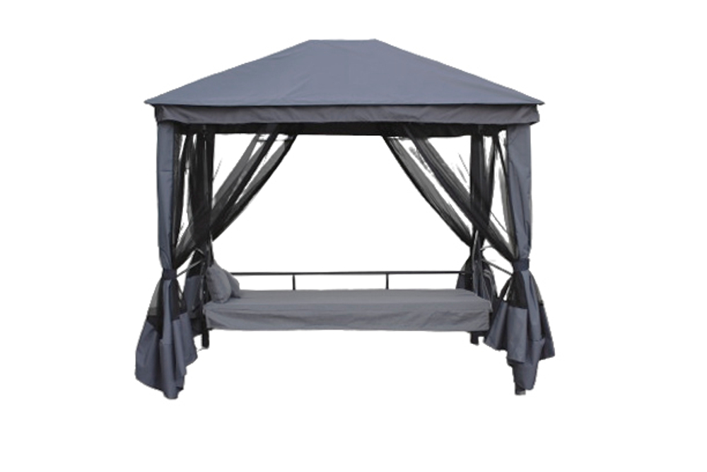 Качели-шатер 4-х местные Мебель Сад Монреаль Премиум Делюкс (каркас графит, м/э серый рис.нет)2 уп.