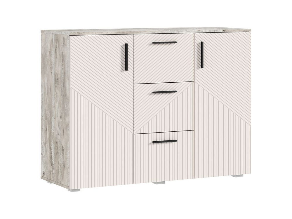 Комод для одежды с ящиками и полками Браш Мени Грин/Дуб Крафт 3 ящика, 120х45х91 см