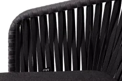 "Бордо" стул плетеный из роупа, каркас алюминий темно-серый (RAL7024) шагрень, роуп серый 15мм, ткань темно-серая 027