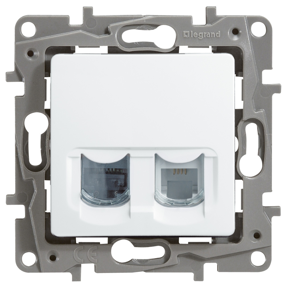 Etika Розетка телеф. RJ11+информ.RJ45 кат5Utp.бел. 672252
