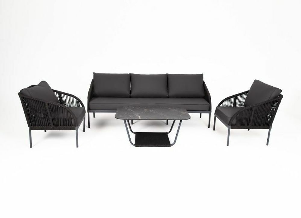 "Канны" лаунж-зона 5-местная плетеная из роупа (веревки), цвет темно-серый