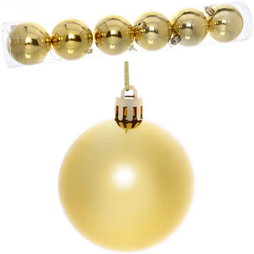 Новогодние шары 6 см (набор 6 шт) «Глянец», золотой