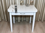 Раскладной кухонный стол с ящиком на ножках квадро Wide Glossy white