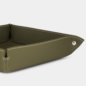 Лоток для мелочей из натуральной кожи теленка, зеленого цвета