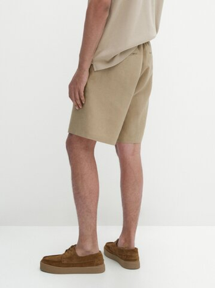 Massimo Dutti 100% льняные шорты-бермуды, коричневый