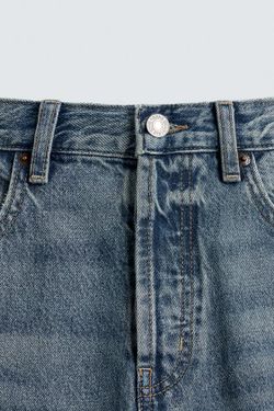 ZARA УКОРОЧЕННЫЕ ДЖИНСЫ SLIM FIT, ВЫЦВЕТШИЙ СИНИЙ