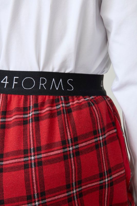 Брюки в клетку удлиненные, красный