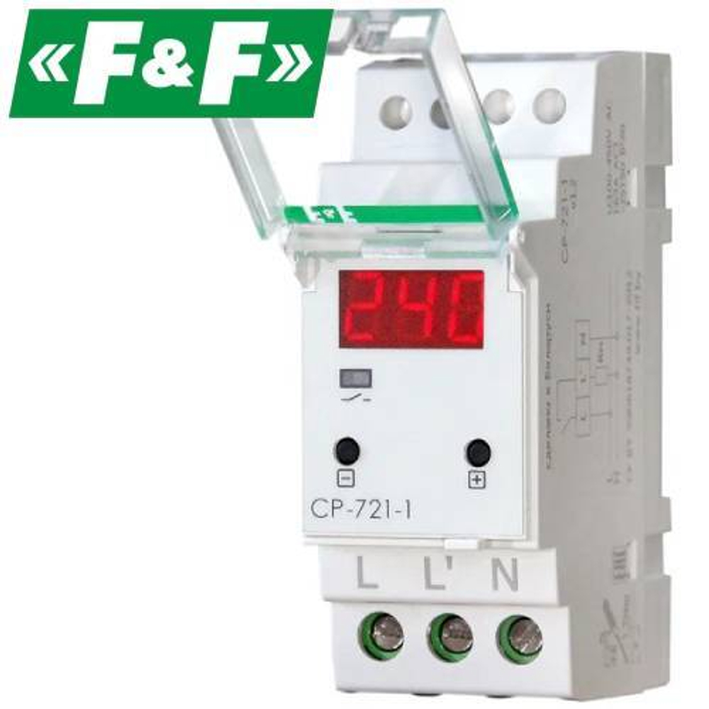 Реле контроля напряжения, 1-ФАЗ до 63А (F&F) CP-721-1