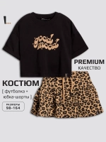 Летний костюм для девочки с юбкой-шорты