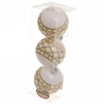 Новогодние шары 6 см (набор 3 шт) «Зимний узор», белый/золото