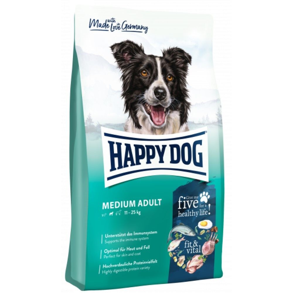 Happy Dog Fit&amp;Vital Medium Adult - корм для собак средних пород с птицей, ягненком и лососем