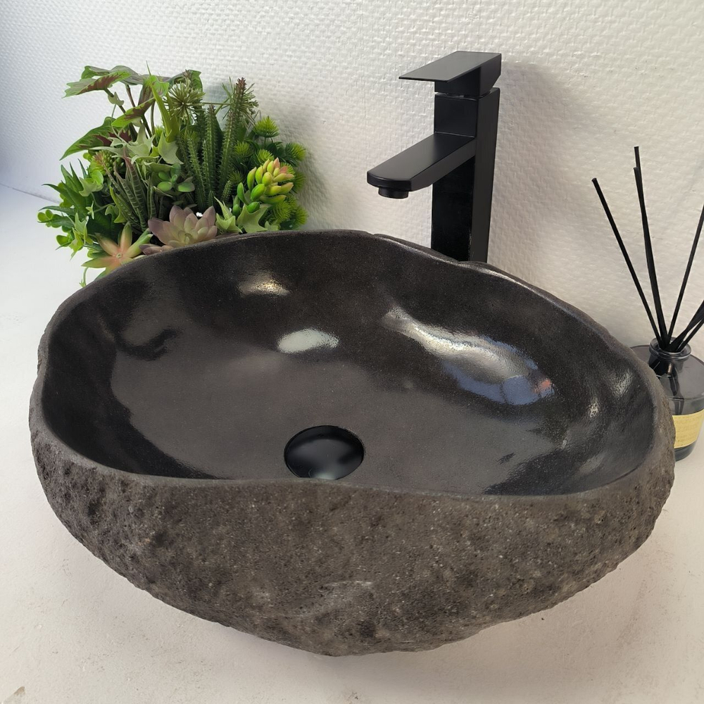 Каменная раковина из речного камня RS-05310 (47*39*15) 0861 из натурального камня