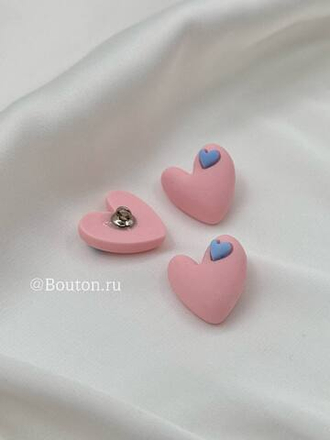 Пуговицы сердечки пластиковые розовые