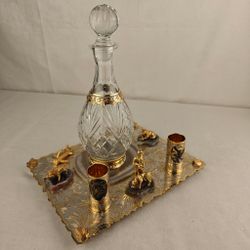 Набор водочный с графином на агате "Охотник"
