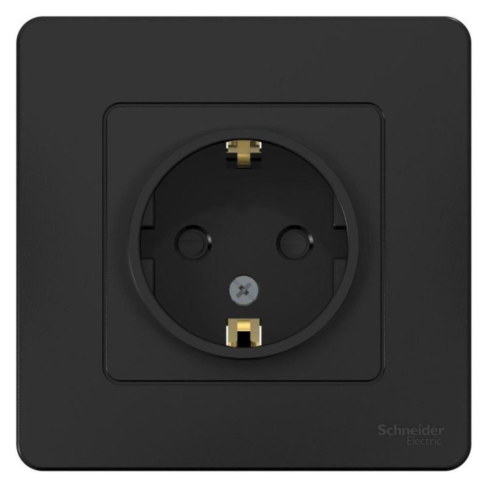 Розетка 1-м СП Blanca 16А IP20 250В с заземл. защ. шторки антрацит SE BLNRS001116
