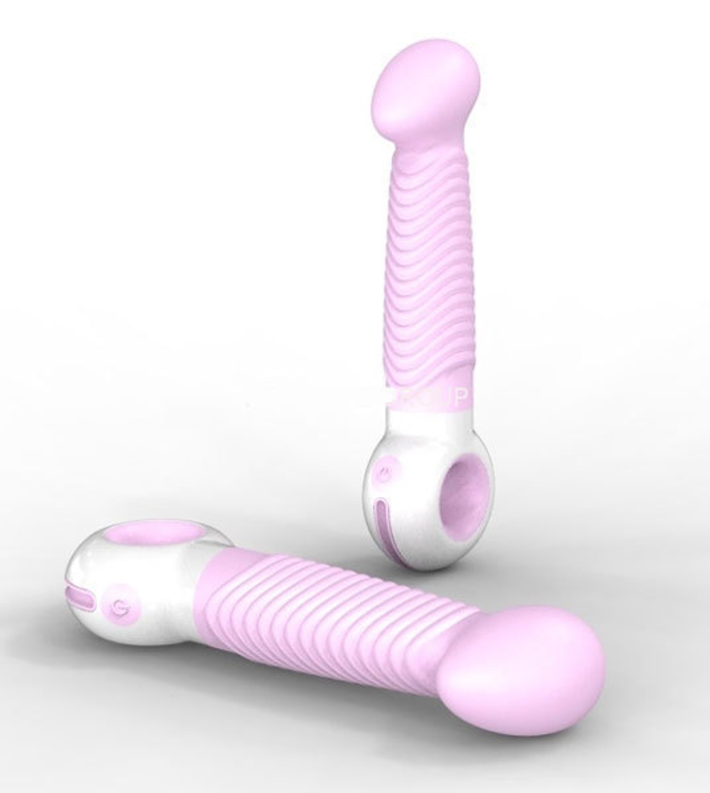 Розово-белый рельефный вибромассажер для стимуляции точки G, 18 см